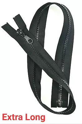 EXTRA LONG Black Chunky Plastic Zips No5  Open Ended Sizes  26 Inch To 80 Inch • £4.79