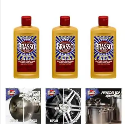 8 Oz. Metal Polish (3-Pack) Brasso Brass Cleaner Provides Quality Shine NEW • $11.14