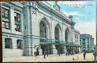 ALBANY NY~1900's N.Y.C. & H. R.  RAILROAD DEPOT ~ Train Station ~ Old Taxi • $6