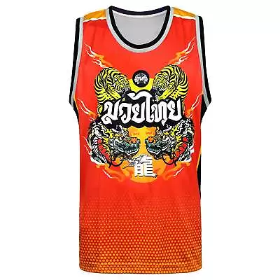 TUFF Sport Muay Thai Tank Top Red Chinese Dragon And Tiger • £24.99