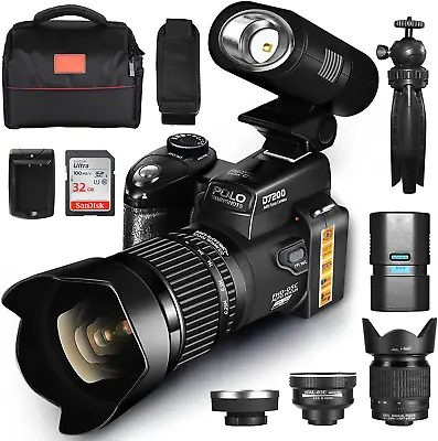 $299.96 • Buy Digital SLR Camera DSLR Camera Photography Vlog With 3 Lens LED Light 32G TF KIT