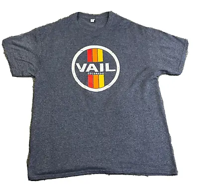 $5 • Buy Jerzees Vail Colorado Big Graphic T Shirt Adult Large L Short Sleeve Gray Tee