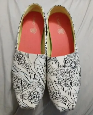 Toms Flats Size 9.5 Black & White Mental Health Matters Edition • $25