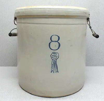 Buckeye Pottery Co. Macomb Stoneware Blue Ribbon Brand Crock 8 • $283.46