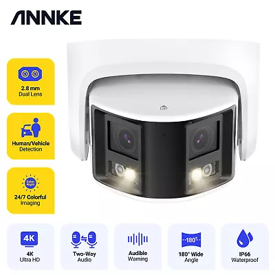 ANNKE 8MP Color Two-Way Audio PoE CCTV IP Camera 180° View Person /Car Detection • £92.65