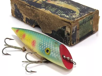 Lucky Louie Bill Minser Vintage Wood Plug Fishing Lure Rough Box Herring • $29.99