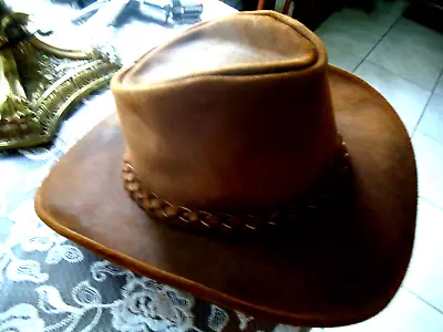 Vintage Minnetonka Brown Western Leather Cowboy Hat (Small) • $12