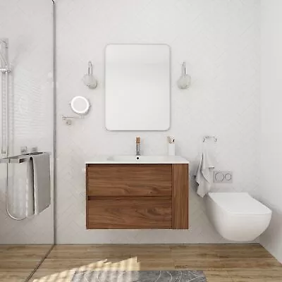 30  Wall Mounting Bathroom Vanity With Gel Sink& Two Soft-Close Cabinet Drawers • $541.14