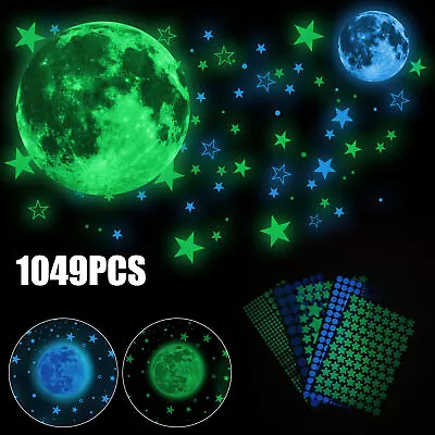 3D Glow In The Dark Wall Stickers Luminous Stars Moon Child Room Ceiling Decor • $11.98