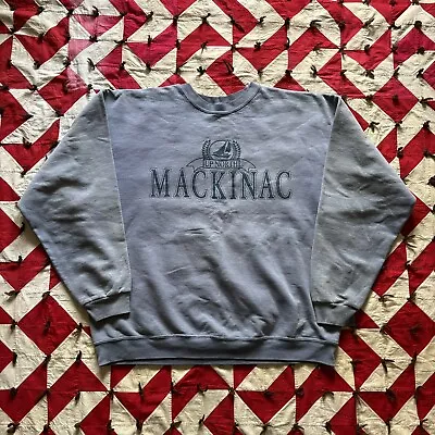 Vintage Mackinac Michigan Crewneck Sweatshirt Mens M/L As Is Faded Worn • $10