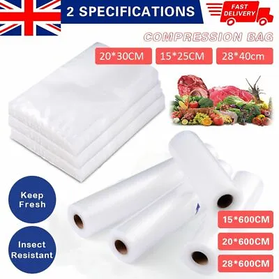 Vacuum Sealer Bags Rolls Vaccum Vac Food Saver Storage Bag Pack Kitchen Fresh UK • £5.99