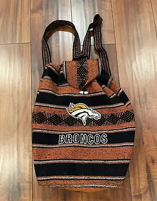 Denver Broncos Backpack Black & Orange Bag Rasta Reggae Hippie  Blanket Material • $15.51