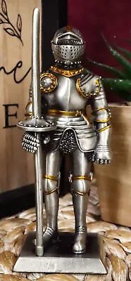 Ebros Pewter Knight 4 H Medieval Suit Of Armor With Javelin Pole Figurine • $21.99