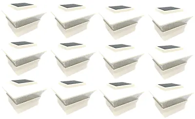 12-Pack Solar LED White 3 3/4  X 3 3/4  Wood & Vinyl Deck Post Fence PL244W3C • $71.99