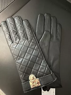 New MICHAEL KORS Women’s Quilted Black Leather Gloves Size Large MSRP$98.00 • $35