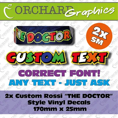 2x Custom Vinyl Decal Stickers Rossi Style  The Doctor  46 Your Name Graphics SM • £7.95