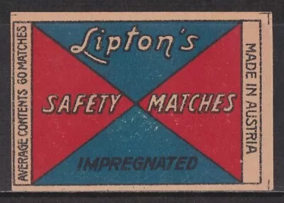 Old Matchbox Label Austria Lipton's AC60 • $2.99