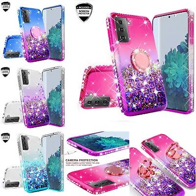 $10.98 • Buy For Samsung Galaxy S21 Plus 5G Liquid Glitter Phone Case Cover W/Tempered Glass