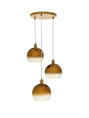 £22.95 • Buy Haven Ombre 3 Light Cluster Pendant Fitting Gold BNIB Width 30cm Height 100cm