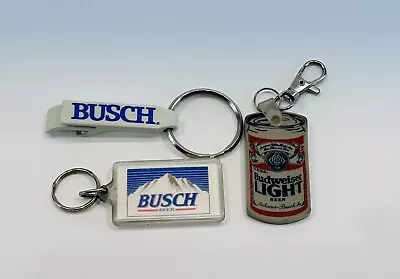 Vintage (Set Of 3) Busch & Budweiser Light Beer Bottle Opener / Key Chains • $24.95