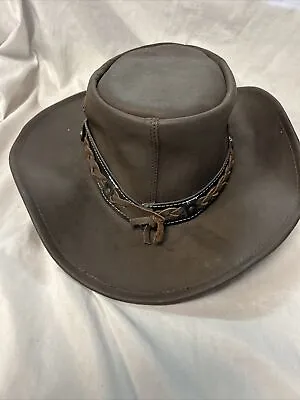 £7.50 • Buy SHERWOOD AUSTRALIAN STYLE REAL LEATHER BUSH HAT, SIZE 57cm SMALL