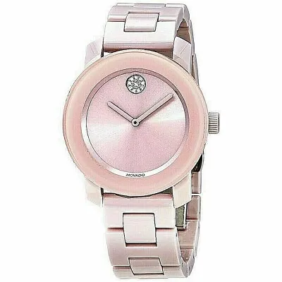 $579 • Buy Movado BOLD 3600536 Blush Pink Ceramic 36mm Crystal Women's Watch Box Papers