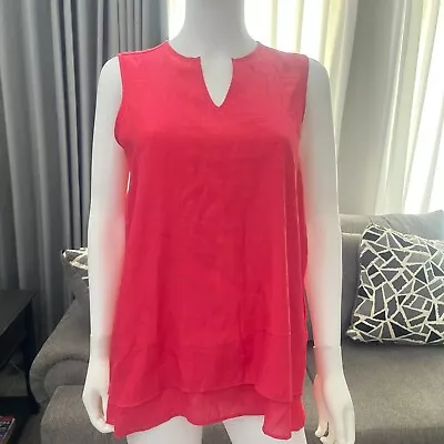 Cristina B Women’s Sleeveless Tunic V Neck Flowy Double Layer Tank Blouse -Small • $12