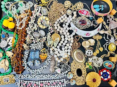 VTG Rhinestone Costume Jewelry Huge Lot TRIFARI CAPRI CORO JOAN RIVERS + • $41