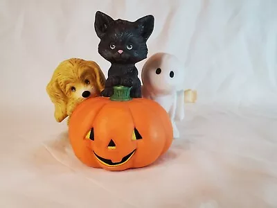 Teenie Halloweenies Pumpkin Cat Puppy Ghost Figurine By Ruth Morehead Halloween  • $29