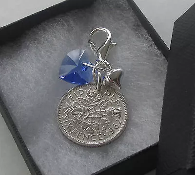 £6.25 • Buy Perfect Bride Wedding Gift Something Blue Crystal Heart & Lucky Sixpence Charm