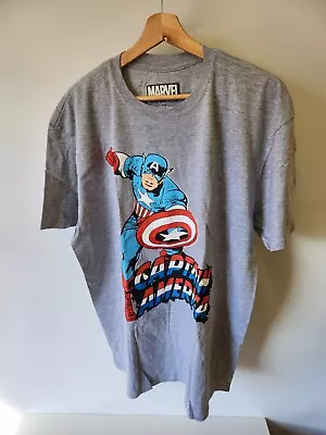 Marvel Comics Captain America T-shirt Grey Marl Size Large- New Xxl • £11.73