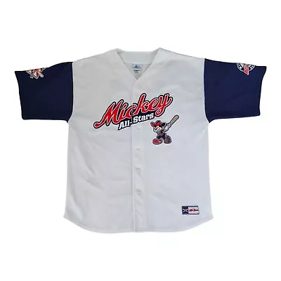 Disneyland Resort Mickey All-Stars Baseball Jersey #28 Size Large Red White Blue • $42.11