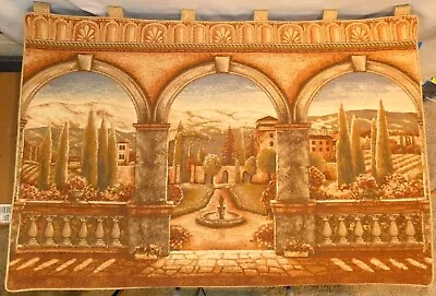 Vintage ITALIAN VILLAGE Tapestry 49  X 32  Brocade Lined Perfect • $49.95