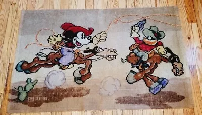 1930s Vintage Two Gun Mickey Mouse Wool Rug Disney Cowboy 27 X42  Disneyana RARE • $995