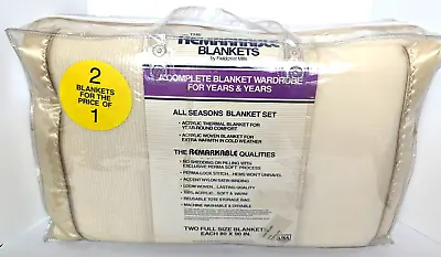 New The Remarkable Blankets By Fieldcrest Mills 2 Blanket Set 80x90  Linen Color • $148