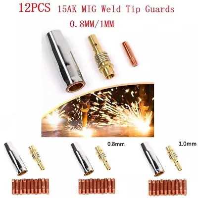 MIG Torch Welding Contact Tip 0.6/0.8/1.0mm 0.8 X 25mm 12 Pcs Copper M6 • £9