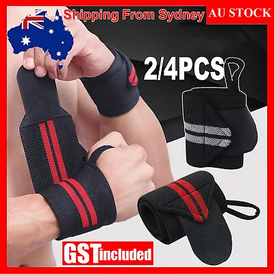 Weight Lifting Gym Muscle Training Wrist Support Straps Wraps Bodybuilding 2/4x • $6.89