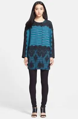 $239.20 • Buy MISSONI Teal Blue Space Dye Black Lace Overlay Oversized Jacket Top Coat 46 10 L