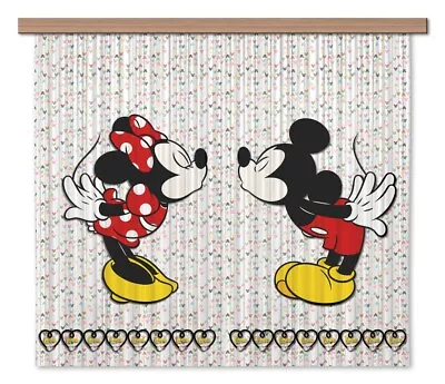 Mickey & Minnie Mouse Pair Of Ready Made CURTAINS Children's Bedroom 180x160cm • £38.99