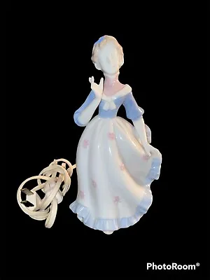 Vintage I W Rice IRICE Ceramic Japan GIRL In Blue DRESS Shape Night Light Lamp • $24.88