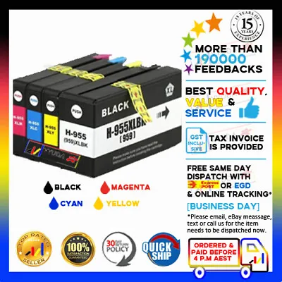 4 X NoN-OEM Ink 955XL 955 For HP Officejet Pro 7720 8210 8710 8720 8730 • $50