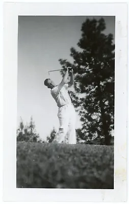 Man Playing Golf Course Vintage Photo Swinging Club Iron Sports Portrait Old 71 • $5.95