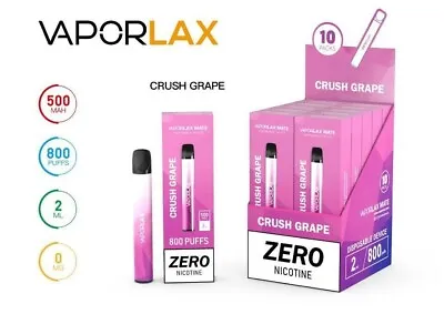 VAPORLAX By Greensound Vape Disposable  Smoke Pen Bar E Cig 0mg Zero Nicotine • £2.14