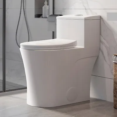Elongated Toilet One Piece Toilet W/ Soft Close Seat ADA Comfort Height 12'' • $274.23