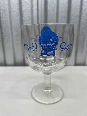 Vintage PBR Pabst Blue Ribbon Beer Goblet Chalice Thumbprint Glass Mug Stein 6  • $9.85