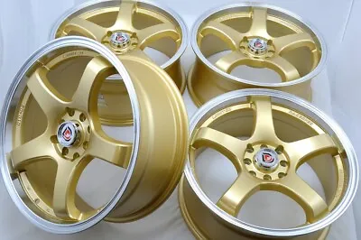 4 New DDR Fuzion 17x7.5 4x100/114.3 38mm Gold Machined Lip 17  Wheels Rims • $659