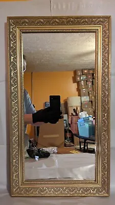 Vintage Decorative Wall Mirror Ornate 23x13 Gold & Cream Resin Frame • $60