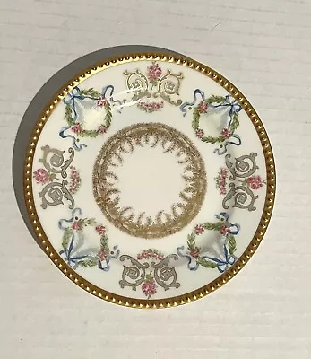 Antique Jean Pouyat J.P./L Limoges Hand Painted Gilded Floral Wreath Plate • $29