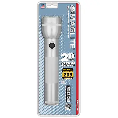 Maglite S2D106 Silver 2 Cell D Battery Xenon Water Resistant Flashlight Light • $39.24