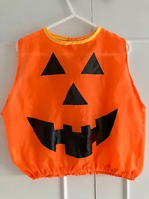 Baby/toddler Orange/black Pumpkin Face Over Head First Halloween Costume VGC • £2